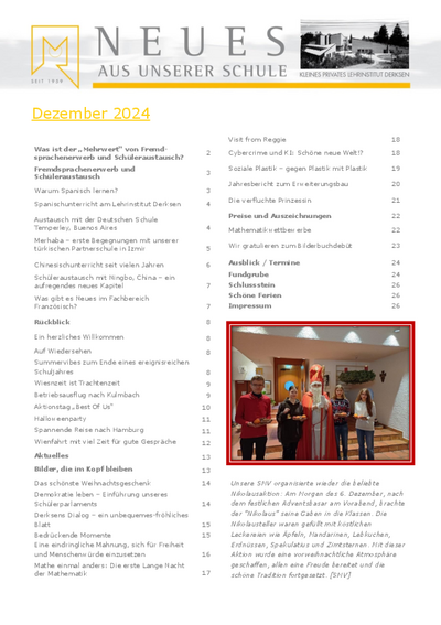 Neues aus unserer Schule vor Weihnachten 2024